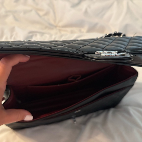 Black Quilted Shoulder Bag with Silver Accents - Picture 3 of 5